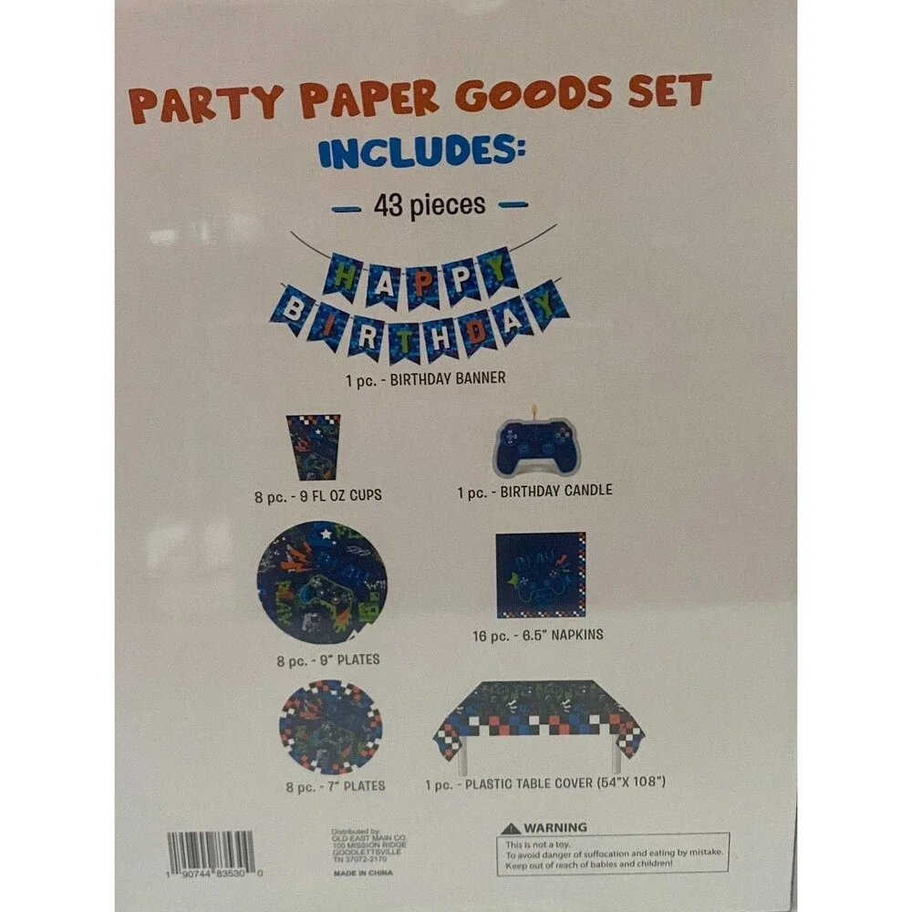 Birthday Party Decorations Video Game Gamer Themed Kit Box Banner Tablecloth